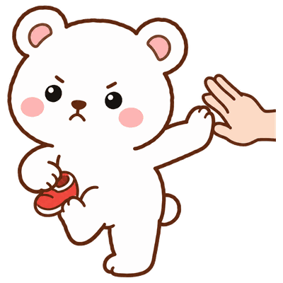 大人の手を押し返して靴を履こうとするいくくまくん