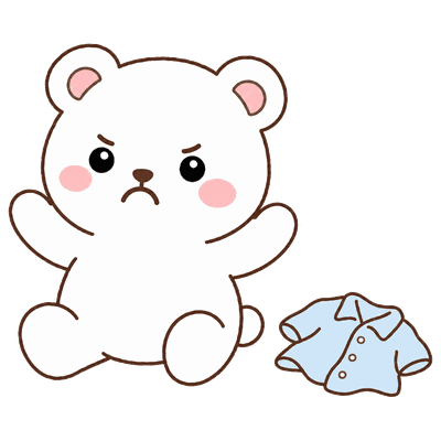 シャツを放り出したいくくまくん
