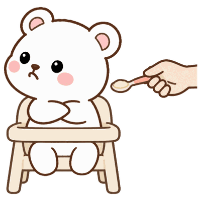 離乳食を食べないの場面のいくくまくん