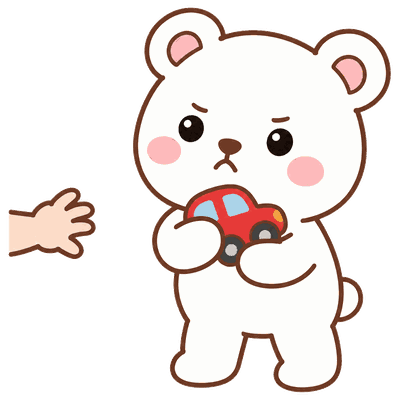 友だちとのトラブルの場面のいくくまくん